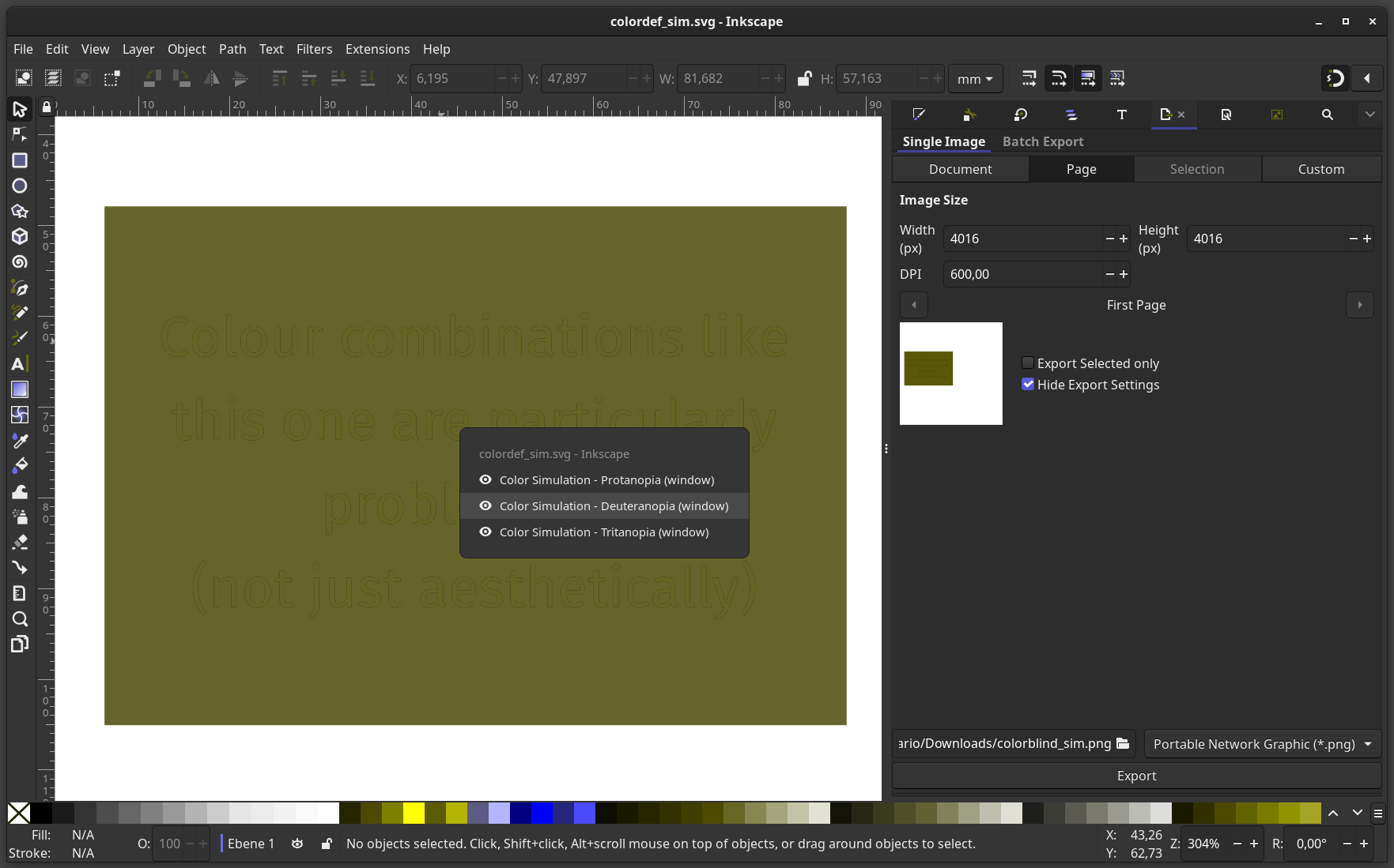 The custom menu after being launched with a keyboard shortcut
